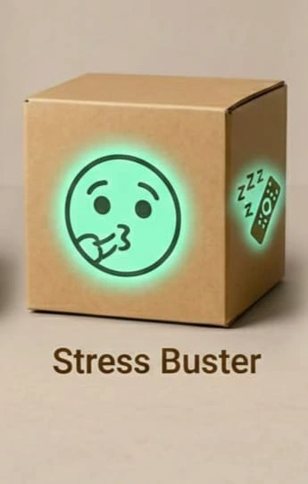 Stress Buster Box with foods that make you feel better and reduce stress