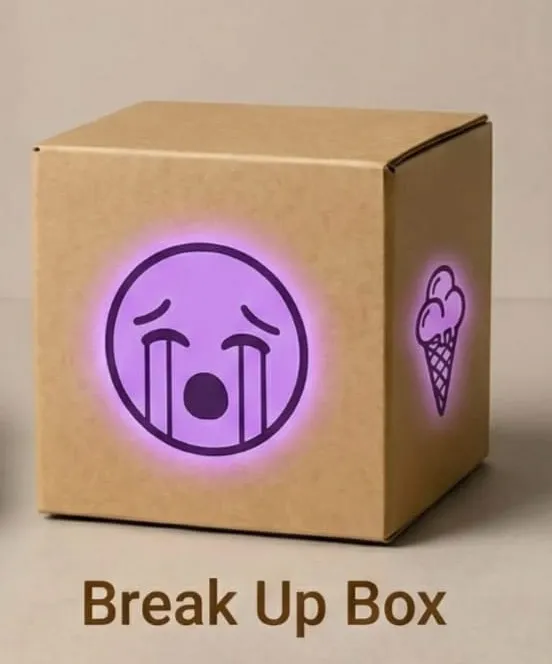 Breakup Box with breakup comfort food and feel-better meals